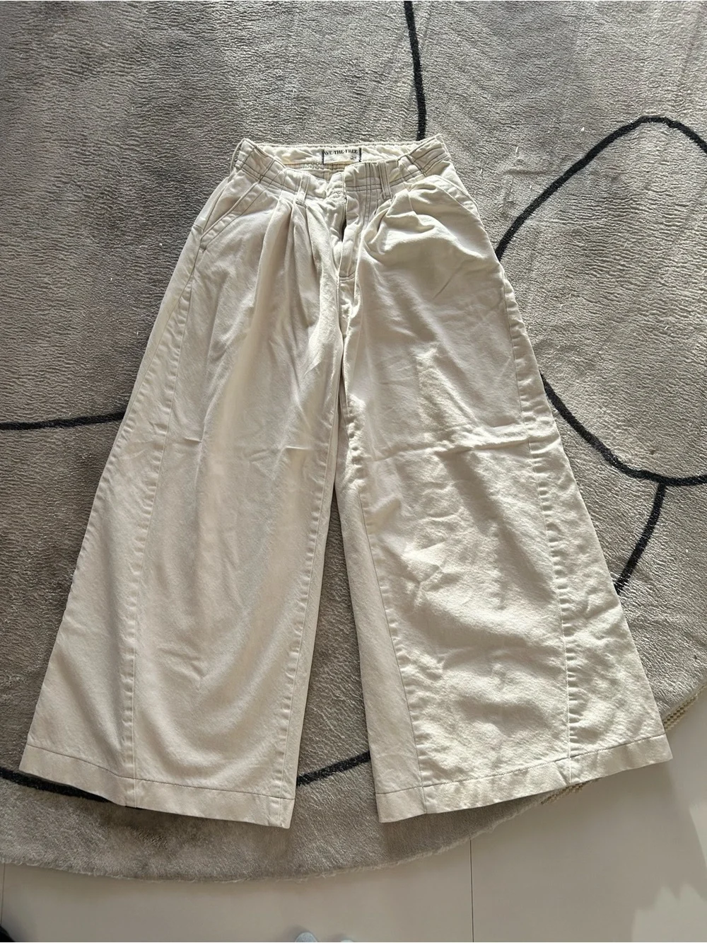 Free People Wide Leg Cropped Pants in Off-White